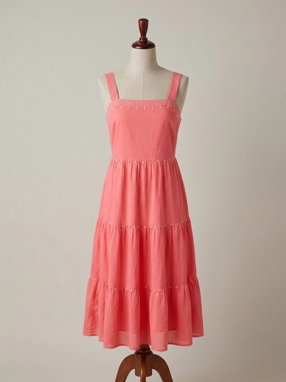 Old Navy Coral Tiered Midi Sundress
